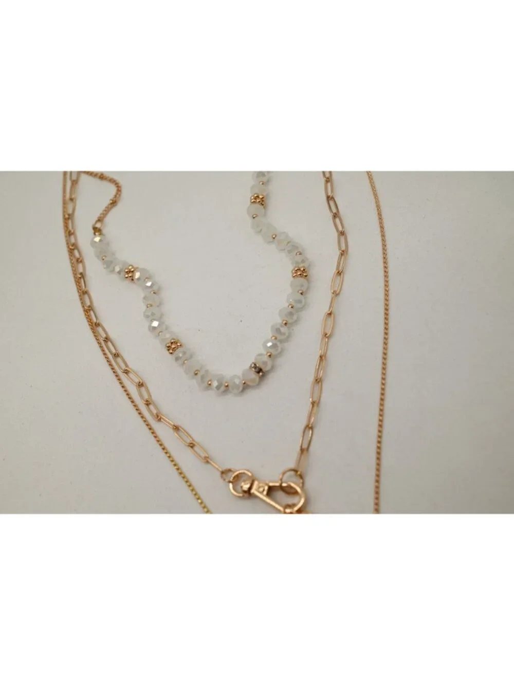 NWT Josslyn Multi Beaded Layer Sun Heart Cross Charm Necklace Gold Tone Stack